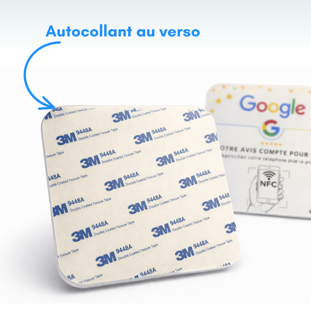 Verso plaque NFC avec autocollant