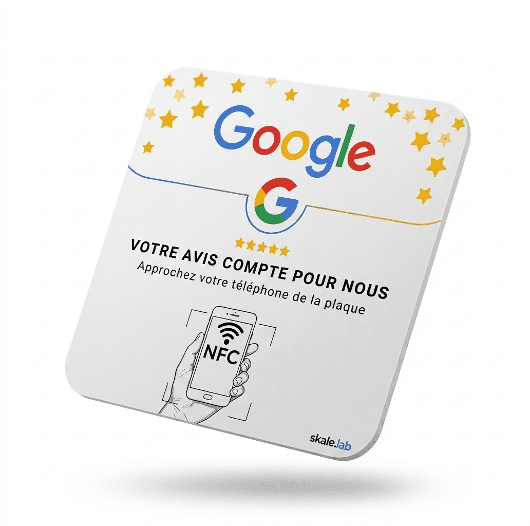 Plaque NFC avis Google restaurant Skale Lab